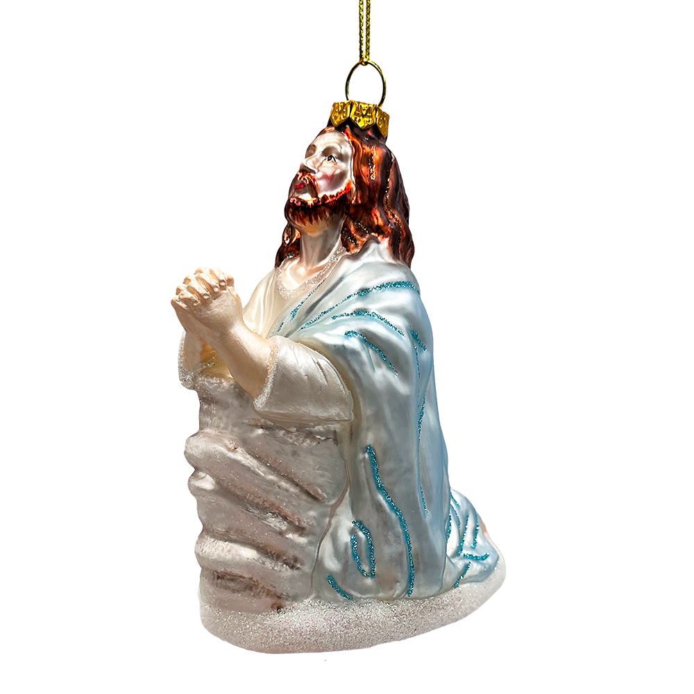 (Pre-Order) Praying Jesus Handcrafted Glass Christmas Ornament, Religious Christian Tree Decoration