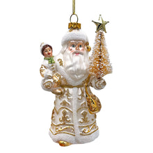 Carregar imagem no visualizador da galeria, Radiant Gold Santa Claus Glass Christmas Ornament, Holiday Tree Decoration
