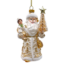 Load image into Gallery viewer, (Pre-Order) Radiant Gold Santa Claus Glass Christmas Ornament, Holiday Tree Decoration
