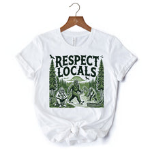 Carregar imagem no visualizador da galeria, Respect Locals Bigfoot T-Shirt, White Funny Sasquatch Tee for Nature
