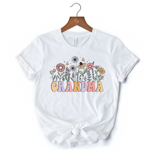 Load image into Gallery viewer, Retro Flowers Grandma T-Shirt, White Floral Tee Gift for Mothers Day
