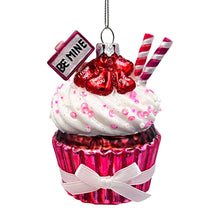 Carregar imagem no visualizador da galeria, Romantic Cupcake Glass Ornament, Romantic Keepsake Christmas Decor
