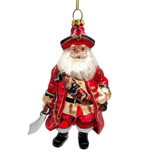 Load image into Gallery viewer, Santa Pirate Glass Christmas Ornament, Sea Sailer Bandit Unique Tree Decor
