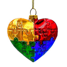 Load image into Gallery viewer, Sentimental Autism Heart Puzzle Glass Christmas Ornament, Autistic Child Parent Gift
