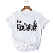 Carregar imagem no visualizador da galeria, The Grillfather BBQ T-Shirt, White Funny Tee for Grillmaster Dads
