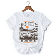 Carregar imagem no visualizador da galeria, The Lord Provides Christian T-Shirt, Retro Western Desert Worship White and Natural Tee
