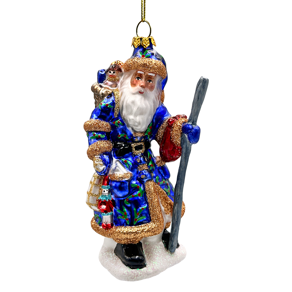 (Pre-Order) Victorian Vagabound Santa Claus Glass Christmas Ornament, Purple Tree Decor