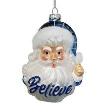 Carregar imagem no visualizador da galeria, Vintage Blue Santa Believe Glass Christmas Ornament
