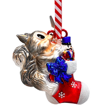 Load image into Gallery viewer, (Pre-Order) Whimsical Cute Squirrel Glass Ornament, Funny Adorable Animal Gift for Kids
