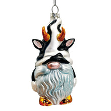 Carregar imagem no visualizador da galeria, Whimsical Gnome Cow Handblown Glass Christmas Ornament, Cute Holiday Decor
