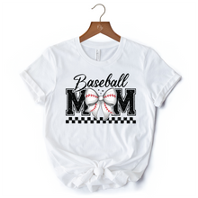 Load image into Gallery viewer, Baseball Mom Coquette Bow Retro T-Shirt, Stylish Game Day White Tee for Trendy and Proud Sports Mothers
