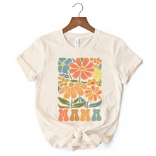 Load image into Gallery viewer, Boho Floral Mama T-Shirt, Natural and White Tee Large Flowers for Modern Moms
