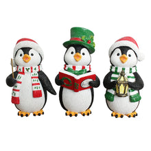 Load image into Gallery viewer, (Pre-Order) Caroling Penguin Trio Set of Christmas Figurines, 6&quot; Winter Holiday Statue Set of Three
