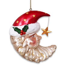 Cargar imagen en el visor de la galería, Celestial Crescent Moon Santa Glass Christmas Ornament
