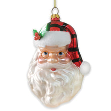 Cargar imagen en el visor de la galería, Cheerful Santa Head Sparkling Glass Christmas Ornament

