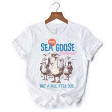 Carregar imagem no visualizador da galeria, Cool Summer Sea Goose Certified T-Shirt, Funny Retro White and Natural Tee for Beach Lovers
