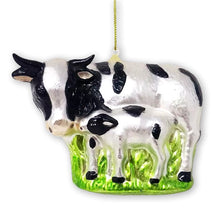 Load image into Gallery viewer, Cow and Calf Glass Christmas Ornament
