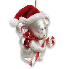 Load image into Gallery viewer, Festive Holiday Mouse Glass Christmas Ornament
