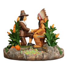 Load image into Gallery viewer, Harvest Harmony Kinship Between Native Americans and Pilgrims Figurine, 6&quot; Fall Decor and Thanksgiving Statue
