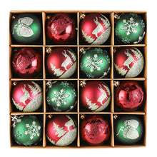 Load image into Gallery viewer, Majestic Winterly Nature Glittered Ornament Bauble Set, Red and Green Balls Bundle with Acorns, Snowflakes, and Spruce Tree Accents
