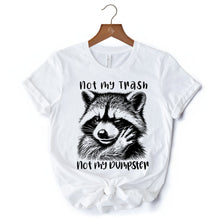 Carregar imagem no visualizador da galeria, Not My Trash Not My Dumpster Raccoon T-Shirt, White and Natural Tee With Cute Mental Health Sayings
