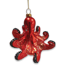 Carregar imagem no visualizador da galeria, Pacific Octopus Blown Glass Christmas Ornament, Sea Animal Creature
