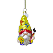 Carregar imagem no visualizador da galeria, Painter Artist Gnome Glass Christmas Ornament
