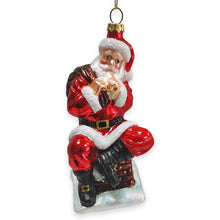 Load image into Gallery viewer, Santa Claus on Chimney Glass Christmas Ornament
