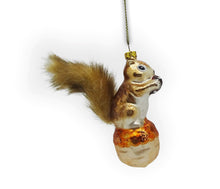 Carregar imagem no visualizador da galeria, Squirrel and Nut Glass Christmas Ornament

