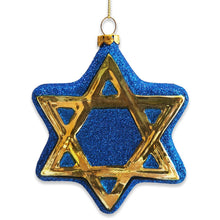 Load image into Gallery viewer, Star of David Glass Christmas Ornament, Jewish Holiday Hannukah Tree Gift
