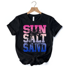 Carregar imagem no visualizador da galeria, Sun Salt Sand Summer T-Shirt, Black Minimalist Beach Tee
