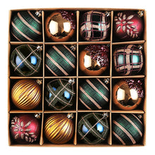 Load image into Gallery viewer, Touch of Gold Delightfully Glittered Ornament Bauble Set, Green, Blue, Bronze and Maroon 16 Piece Bundle
