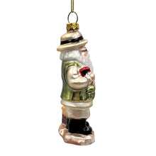 Carregar imagem no visualizador da galeria, Adventurous Safari Santa Handblown Glass Ornament, African Jungle Explorer Travel Themed Christmas Decor
