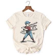 Carregar imagem no visualizador da galeria, Baseball Retro T-Shirt Wanna Be a Baller, Vintage White and Natural Tee
