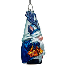 Cargar imagen en el visor de la galería, Charming Blue Gnome with Antlers Glass Christmas Ornament
