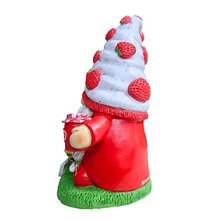 Cargar imagen en el visor de la galería, Charming Homestead Strawberry Gnome Garden Statue, 9.5&quot; Farmhouse Style Unique Fruit Home Decor
