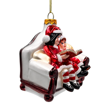 Load image into Gallery viewer, (Pre-Order) Charming Kids on the Couch Glass Christmas Ornament, Sentimental Holiday Tree Decor
