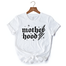 Load image into Gallery viewer, Checkered Motherhood Lightning T-Shirt, Black and White Retro Tee for Strong Mothers
