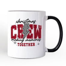 Cargar imagen en el visor de la galería, Christmas Crew Making Memories Together Personalized Mug, Checkered Lightning Retro Holiday Gift with Custom Name
