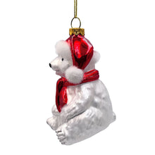 Cargar imagen en el visor de la galería, Classic White Polar Bear Glass Christmas Ornament
