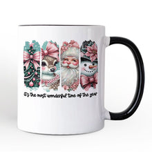 Load image into Gallery viewer, Coquette Pink Christmas Personalized Mug, It&#39;s The Most Wonderful Time Of The Year Vintage Gift with Custom Name
