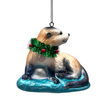 Load image into Gallery viewer, (Pre-Order) Cute Otter Glass Christmas Ornament, Exotic Animal Tree Decoration
