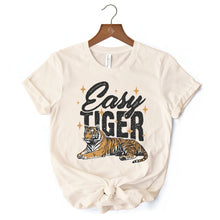 Carregar imagem no visualizador da galeria, Easy Tiger Retro Grunge T-Shirt, Vintage White and Natural Tee With Wild Animal
