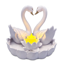 Load image into Gallery viewer, Elegance in Union Swan Figurine and Tealight Candle, 7&quot; Romantic Couples Gift for Valentine or Anniversary
