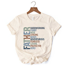 Carregar imagem no visualizador da galeria, Father Definition T-Shirt, White and Natural Inspirational Tee for Hero Dad
