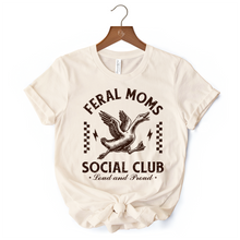 Load image into Gallery viewer, Feral Moms Social Club Goose T-Shirt, Funny White and Natural Tee for Loud and Proud Moms
