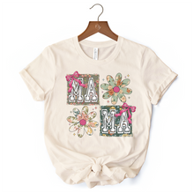 Load image into Gallery viewer, Floral Mama Coquette T-Shirt, White and Natural Boho Tee for Sweet and Stylish Moms
