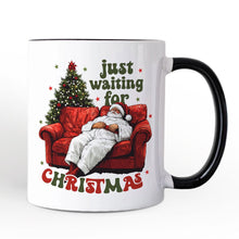 Cargar imagen en el visor de la galería, Funny Fat Santa Couch Personalized Mug, Just Waiting for Christmas Gift with Custom Name
