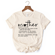 Load image into Gallery viewer, Funny Mom Definition T-Shirt, White, Natural and Black Tee for Strong and Real Mothers
