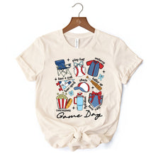 Carregar imagem no visualizador da galeria, Game Day Baseball T-Shirt, Retro White and Natural Stadium Tee for Sports Fans
